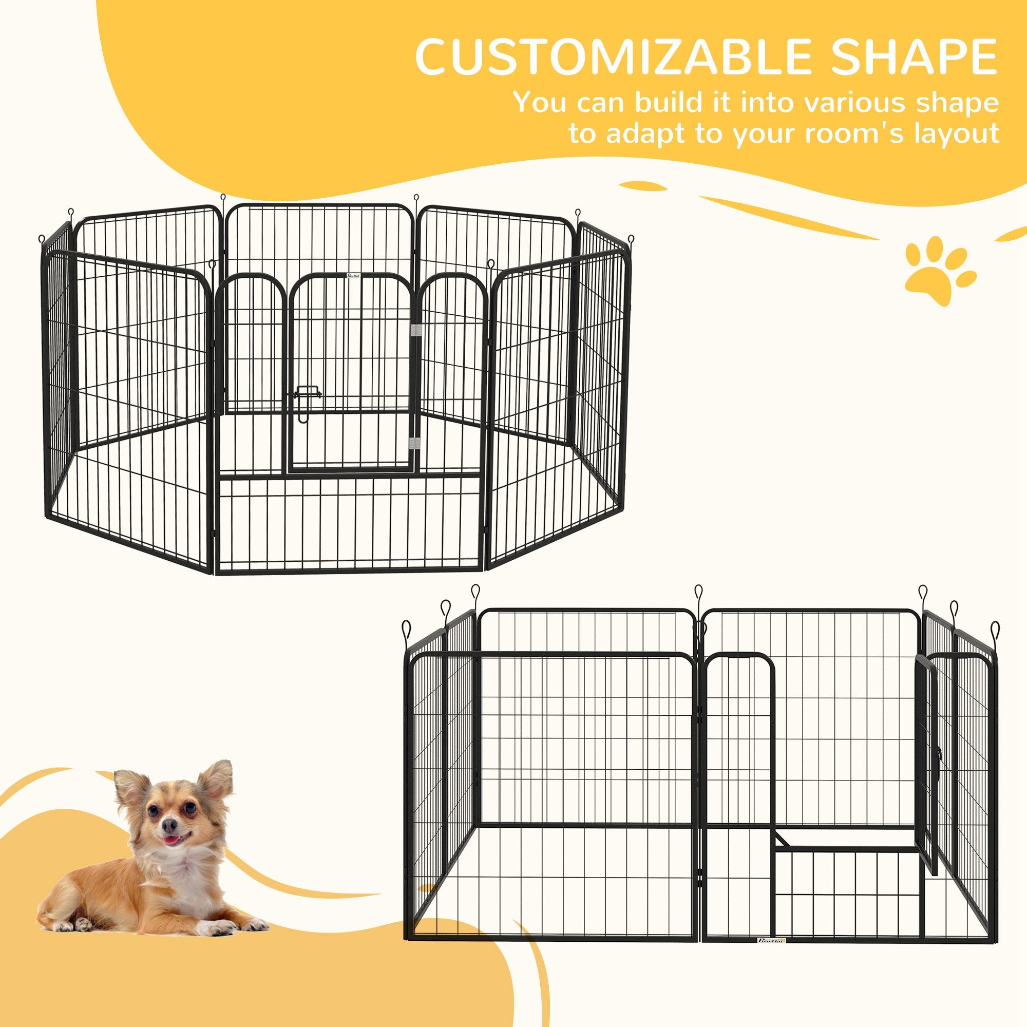 PawHut 8 Panels Heavy Duty Puppy Playpen, for Small and Medium Dogs, Indoor and Outdoor Use - Black 