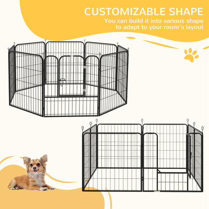 PawHut 8 Panels Heavy Duty Puppy Playpen, for Small and Medium Dogs, Indoor and Outdoor Use - Black 