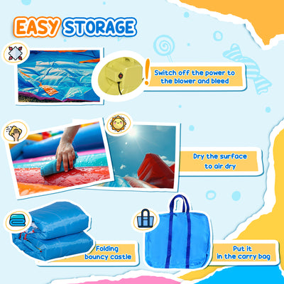 Outsunny Kids Inflatable Bouncy Castle Water Slide 6 in 1 Bounce House Jumping Castle Water Gun Climbing Wall with Air Blower for Age 3-8, 3.9 x 3 x 2m 