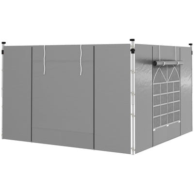 Outsunny Gazebo Side Panels, 2 Pack Sides Replacement, for 3x3(m) or 3x6m Pop Up Gazebo, with Windows and Doors, Light Grey 