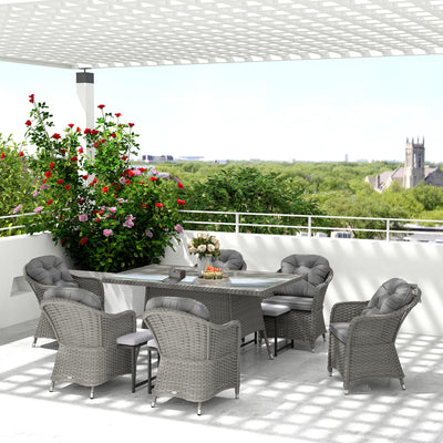 Outsunny Seven-Piece Rattan Dining Set - Light Grey 