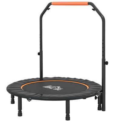 HOMCOM 45" Foldable Mini Fitness Trampoline, with Adjustable Foam Handle, Orange 