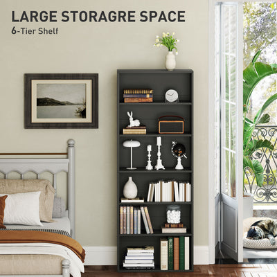 HOMCOM Six Shelf Bookcase - Black 