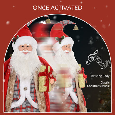 HOMCOM 4'6" Animated Santa Claus Figure, with Sound - Red 