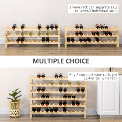 HOMCOM Six-Tier, 72 Bottle Wooden Wine Rack Set of 2 - Natural 