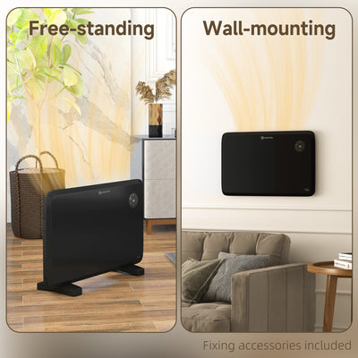 HOMCOM 1.2kW Freestand/On-Wall Electric Convector Heater, with Adjustable Thermostat - Black 