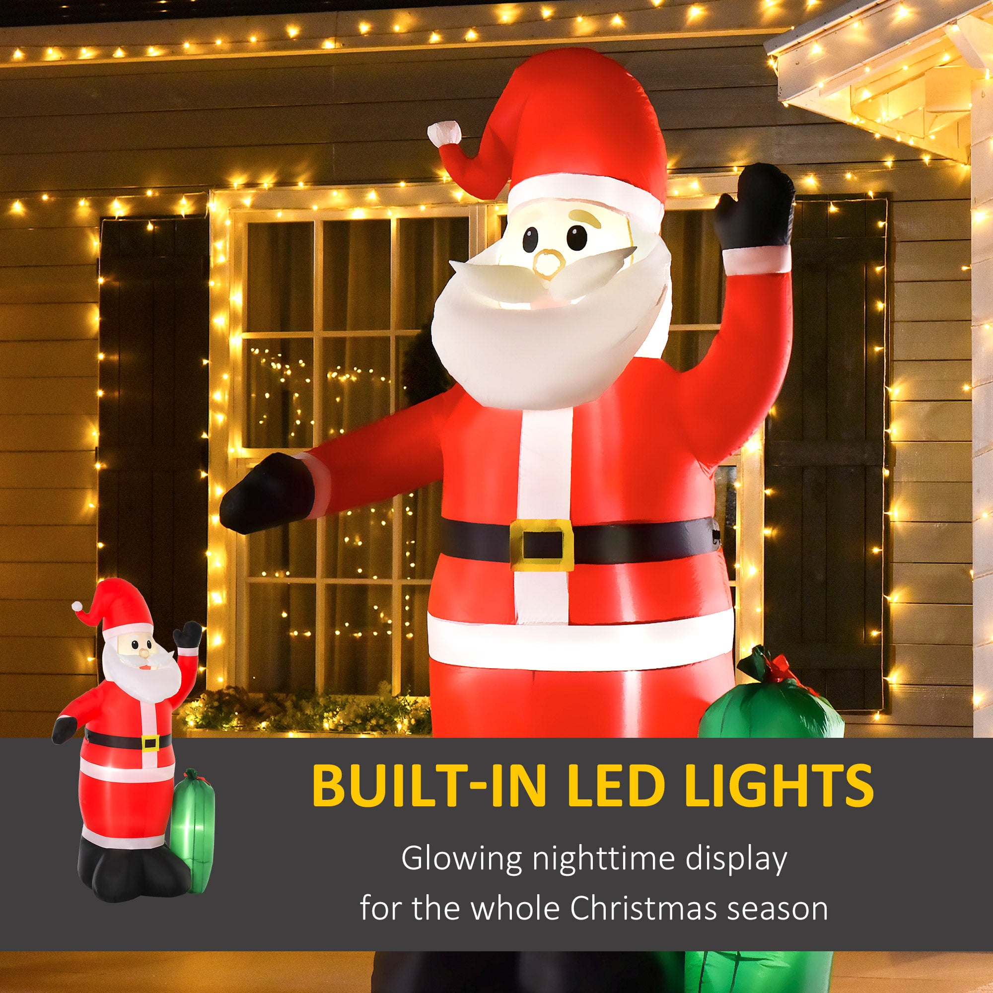 HOMCOM 7.5ft Inflatable Christmas Santa Claus with LED Air Blown Xmas Décor Holiday Outdoor Yard Decoration 