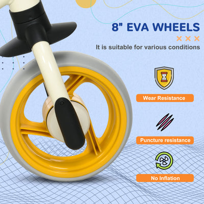 AIYAPLAY 8" Balance Bike, Lightweight Training Bike for Children, with Adjustable Seat, EVA Wheels, Easy installation - Orange 