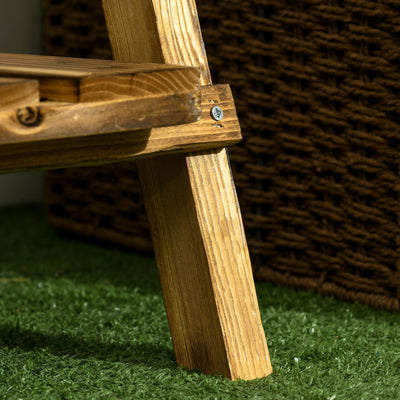 Outsunny Wooden Folding Flower Pot Stand 3 Tier Garden Planter Display Ladder Gardener Storage Shelves Rack Herb Holder (60L x 37W x 93H cm) 