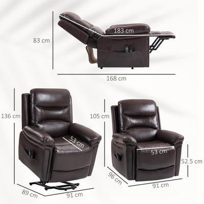HOMCOM Power Lift Recliner Chair with Vibration Massage, Heat, USB - Brown 