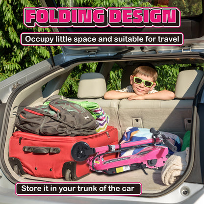 HOMCOM Foldable Electric Kids Scooter, Ride on, for Ages 7-14 Years, Pink 