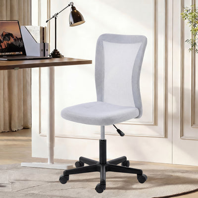 Vinsetto Mesh Office Chair Armless Swivel Executive Computer Desk Chair Adjustable Height Wheels White 