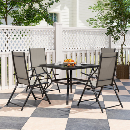 Outsunny Five-Piece Steel Frame Patio Set - Khaki/Black