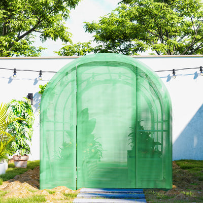 Outsunny 3 x 2 x 2m Polytunnel Greenhouse with Hinged Door, Walk-in Grow House Tent with PE Cover and Galvanised Steel Frame, Green 
