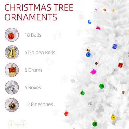 HOMCOM 6ft Snow Artificial Christmas Tree w/ Metal Stand Decorations Home Seasonal Elegant Faux White 