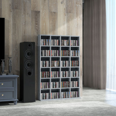 HOMCOM CD Storage Unit with Adjustable Shelves, 89 x 130.5 cm, Cement Grey 