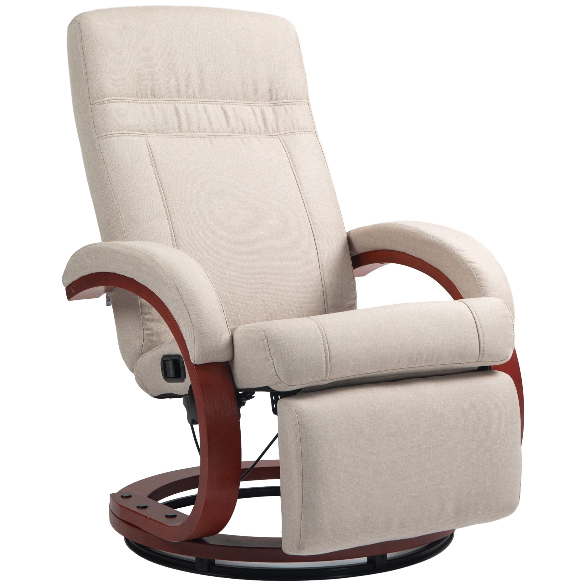 HOMCOM 135\'c2\'b0 Manual Reclining Swivel Chair, with Footrest - Beige