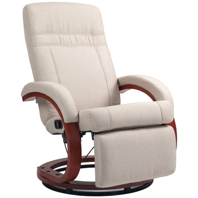 HOMCOM 135\'c2\'b0 Manual Reclining Swivel Chair, with Footrest - Beige 