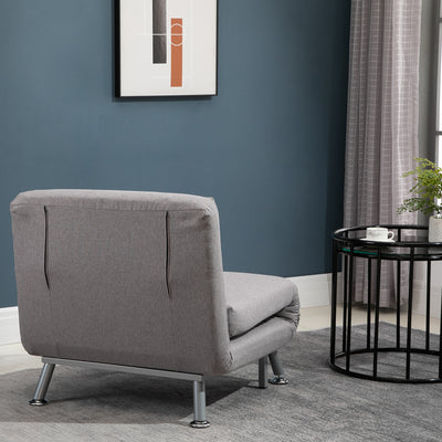 HOMCOM Adjustable Back Futon Sofa Chair - Grey 