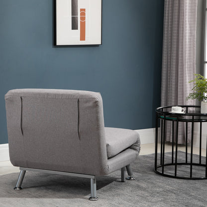 HOMCOM Adjustable Back Futon Sofa Chair - Grey 