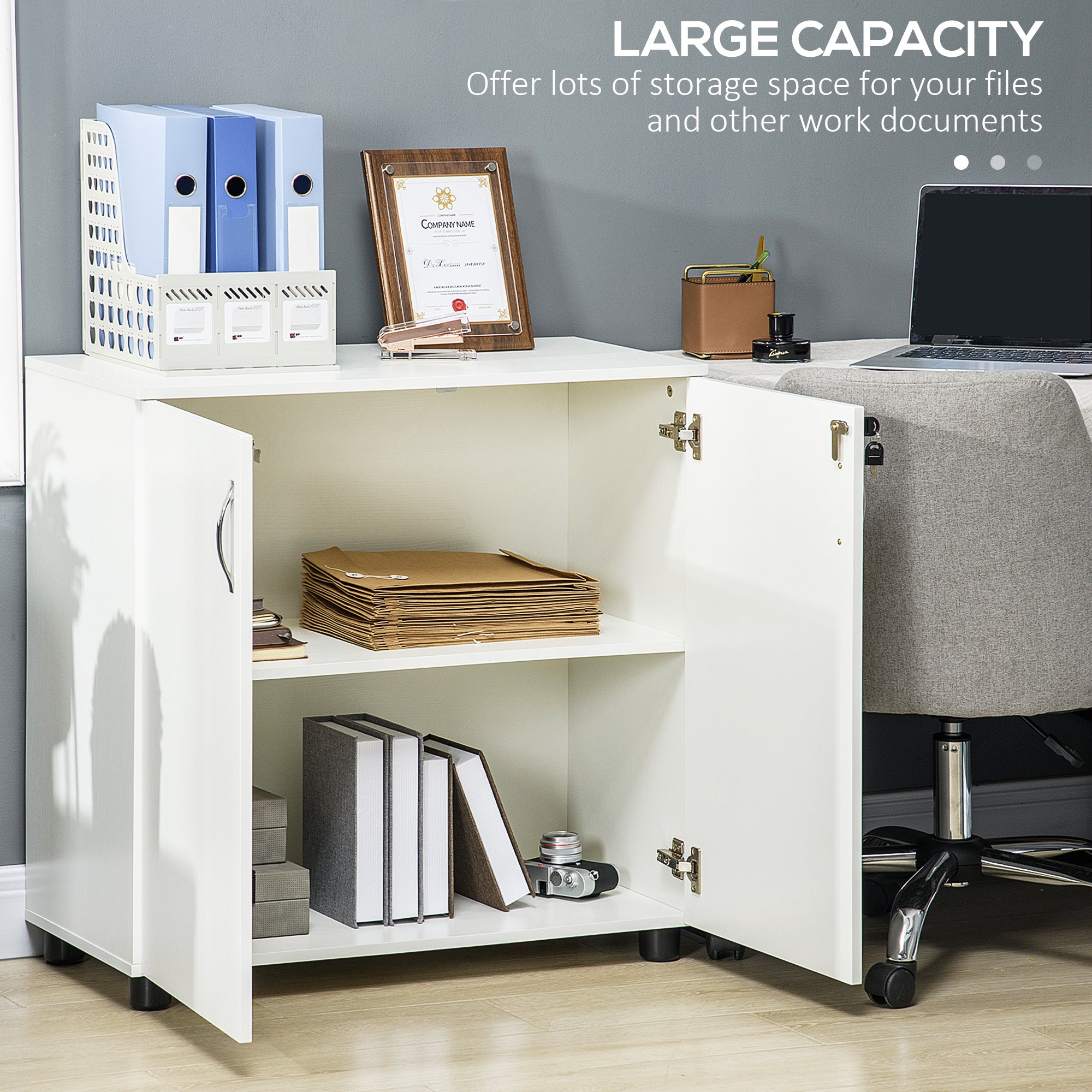 Vinsetto Two-Tier Locking Office Storage Cabinet - White 