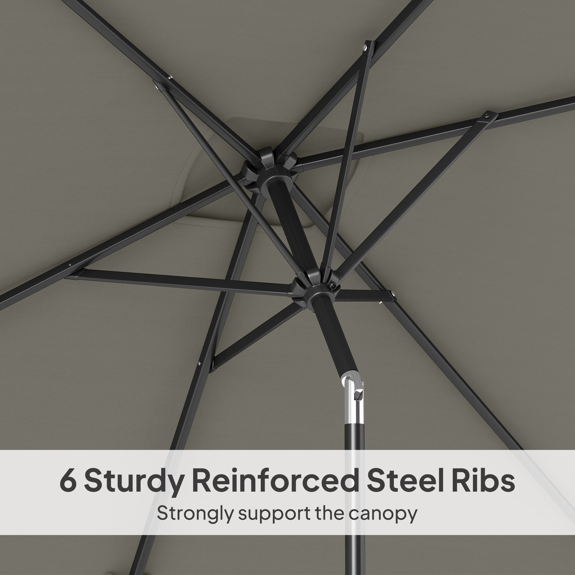 Outsunny 3x2m Patio Parasol Garden Umbrellas Canopy with Aluminium Tilt Crank Rectangular Sun Shade Steel, Light Grey 