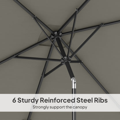 Outsunny 3x2m Patio Parasol Garden Umbrellas Canopy with Aluminium Tilt Crank Rectangular Sun Shade Steel, Light Grey 