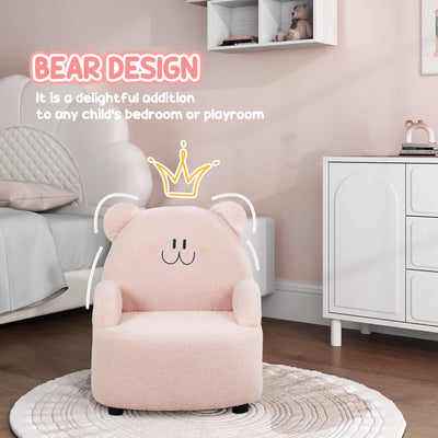 AIYAPLAY Kids Armchair, Bear Shaped Toddler Chair for Bedroom Playroom Living Room, Aged 18 Months to 3 Years - Pink 