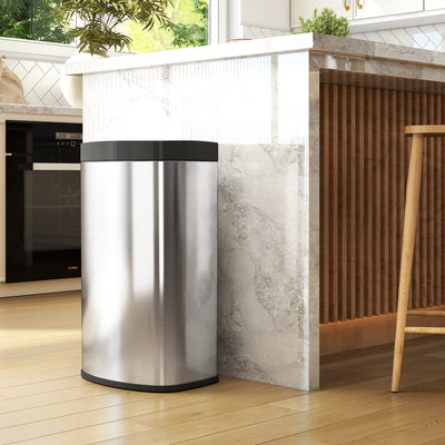 HOMCOM 55L Sensor Bin with Soft-Close Lid, Automatic Touchless Motion Sensor Kitchen Bin with Fingerprint Resistant Stainless Steel for Hygienic Gyms, Home Office Use, Silver Tone 