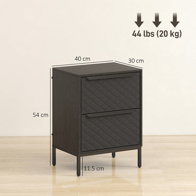 HOMCOM Chest of Drawers, Dresser with 2 Fabric Drawers and Aluminium Handles - Black 