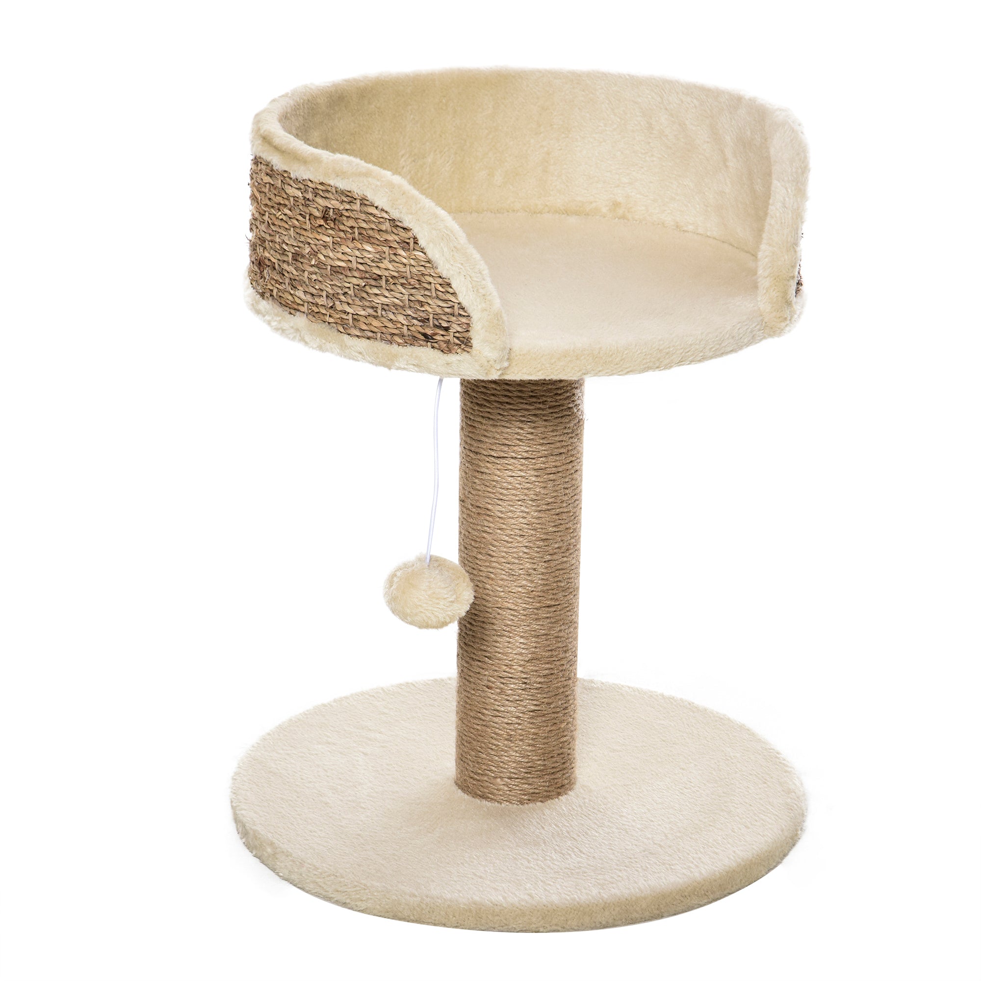 PawHut Cat Tree Cat Scratching Post for Indoor Cats Kitten Play Tower Activity Centre Climbing Stand with Dangling Ball Beige 