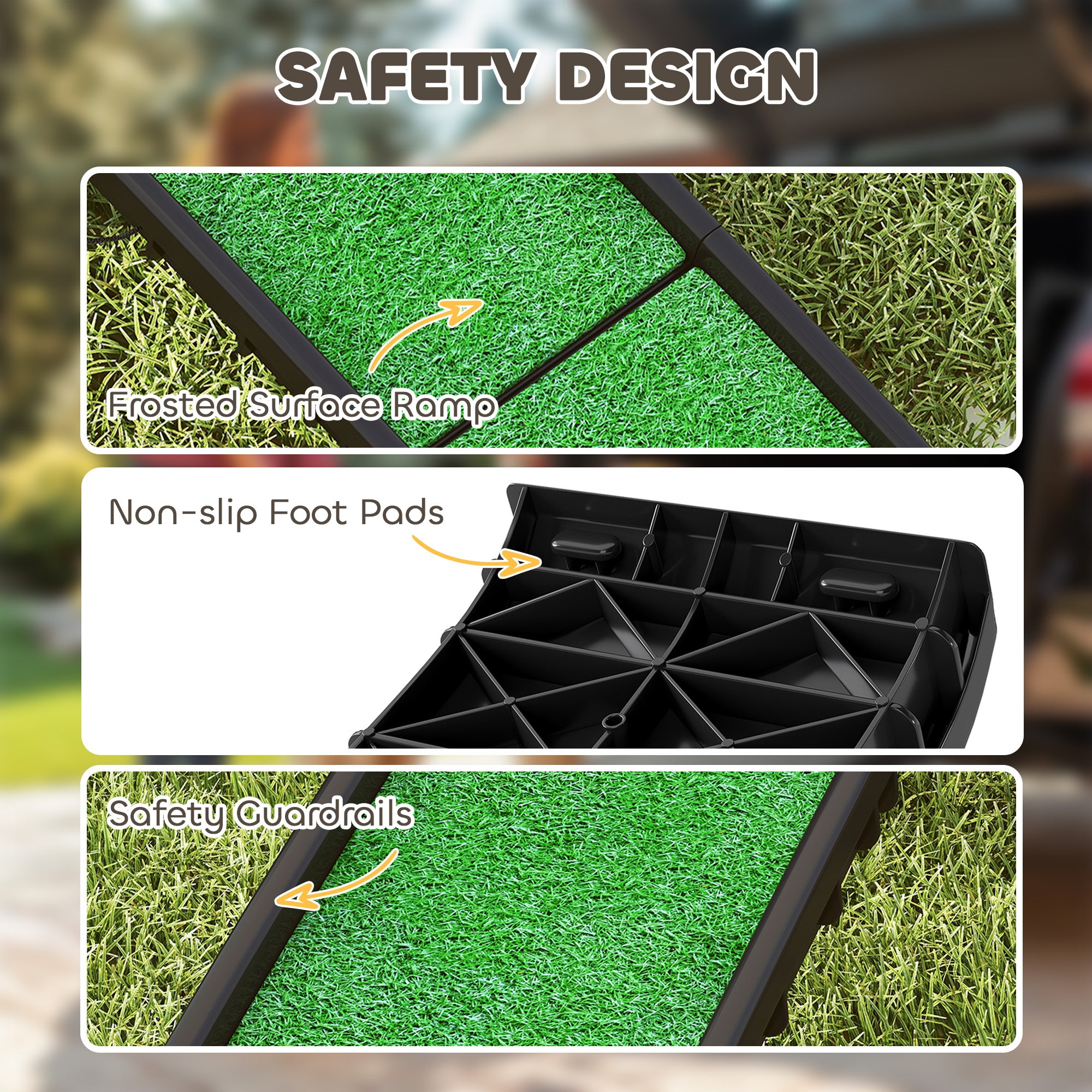 PawHut Foldable Dog Ramp with Artificial Anti-slip Surface, Portable & Lightweight, for Cars, Home, 155 x 38.5 x 15.5 cm 