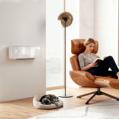 HOMCOM 2000W Glass-Panel PTC Fan Heater, Wall Mounted, 30° Oscillation, 54L x 18.7W x 12.3H cm - White