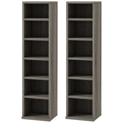 HOMCOM Set of Two 102 CD Storage Units - Dark Wood-Effect 
