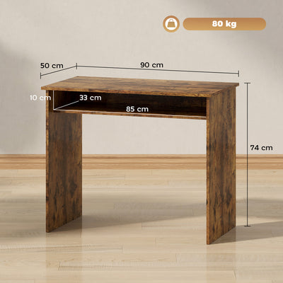 HOMCOM Boxy Work Desk, with Shelf - Wood-Effect 