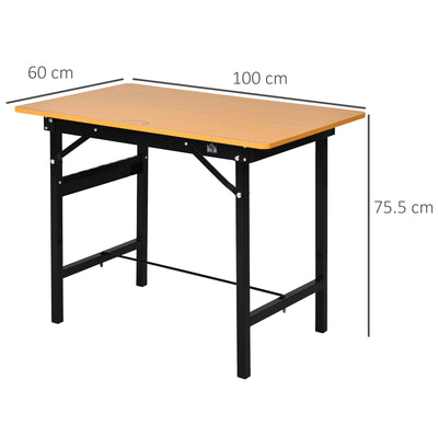 HOMCOM 100 cm Foldable Garage Work Bench, Craft Table MDF Workstation, Heavy-duty Steel Frame with Ruler, Protractor 