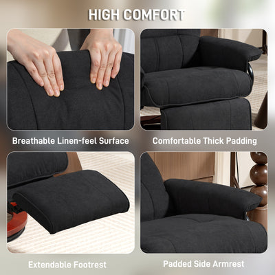 HOMCOM Reclining Swivel Chair, with Footrest - Black 