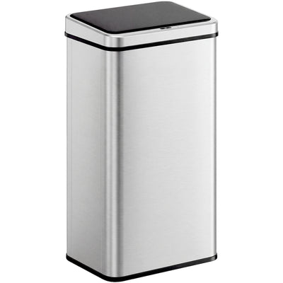 HOMCOM 50L Sensor Bin with Quiet Soft-Close Lid, Automatic Touchless Motion Sensor Kitchen Bin with Fingerprint Resistant Stainless Steel for Hygienic Gyms, Home Office Use, Silver Tone 