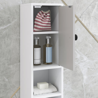kleankin 180cm Slim Bathroom Cabinet, with Drawer, Shelves and Cupboards - Light Grey 