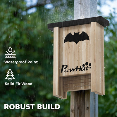 PawHut 3PCs Wooden Bat Boxes, Bat Houses Designed to Attract Bats & Easy to Hang for Outdoor, Garden, Farm, 18 x 6 x 22.5 cm 