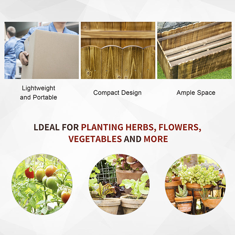 Outsunny 109L Raised Garden Bed, Wooden Rectangle Planter Box, Outdoor Herb Vegetable Flower Pot (100L x 40W x 30H cm) 