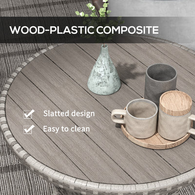 Outsunny 70cm Four-Person Wood-Effect Rattan Table - Grey 