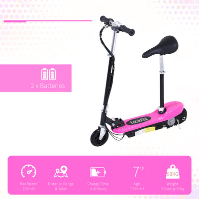 HOMCOM Foldable Electric Scooter Ride on for Kids 12V 120W W/Brake Kickstand-Pink 