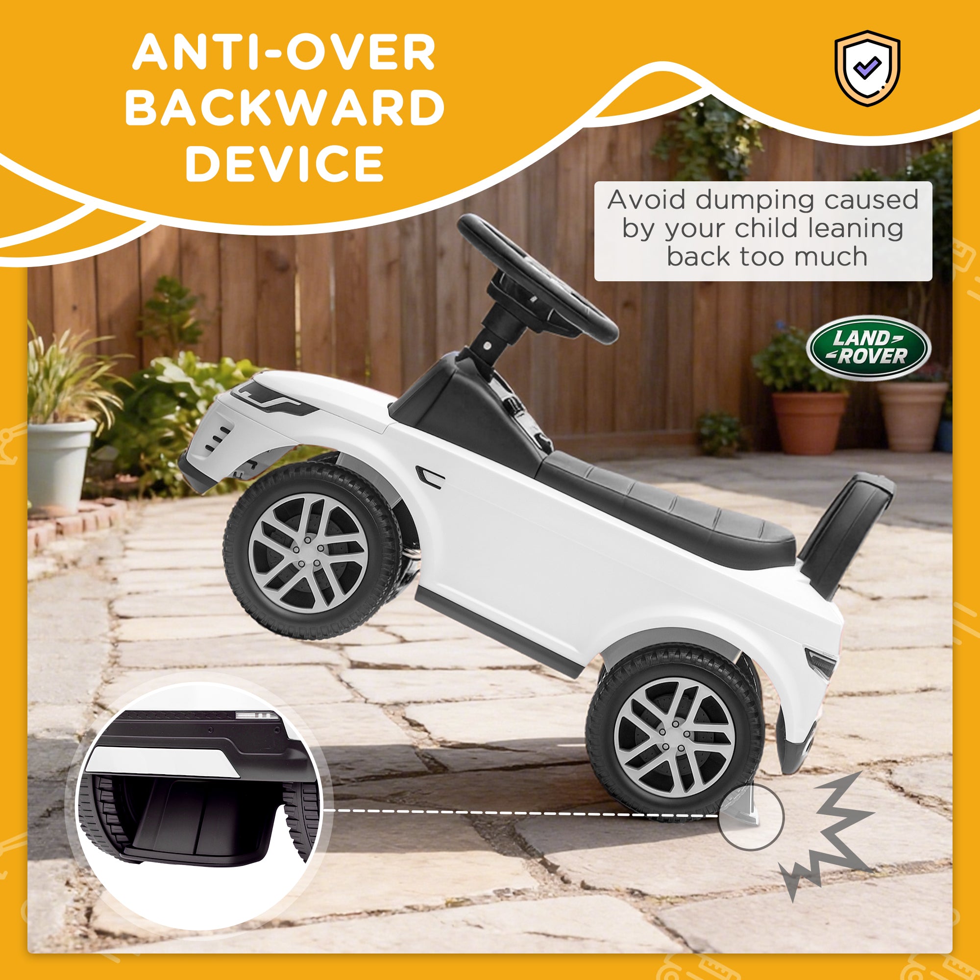 AIYAPLAY Land Rover Licensed Toddler Ride on Car with Horn, Engine Sounds, Under-Seat Storage, for 18-36 Months, White 