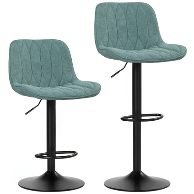 HOMCOM Set of Two Linen-Look Bar Stools - Blue 