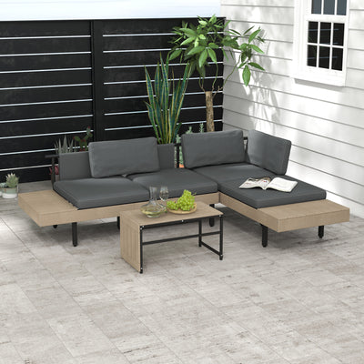 Outsunny Three-Piece 'L' Garden Sofa Set - Grey 