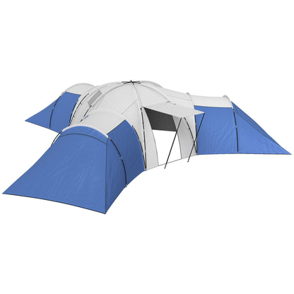 Outsunny 6-9 Man Tent with Bedrooms and Living Room, Accessories Included, Blue 