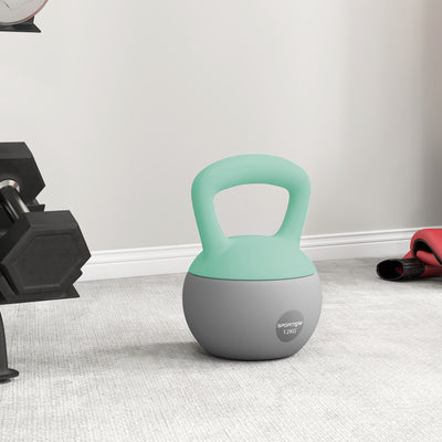 SPORTNOW 12KG Soft Kettlebell, Kettlebell with Non-Slip Handle for Home Gym, Weight Lifting, Strength Training, Green/Grey 