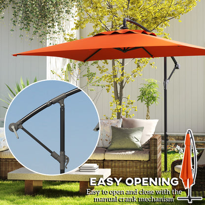 Outsunny 3(m) Cantilever Overhanging Parasol, with Cross Base - Orange 