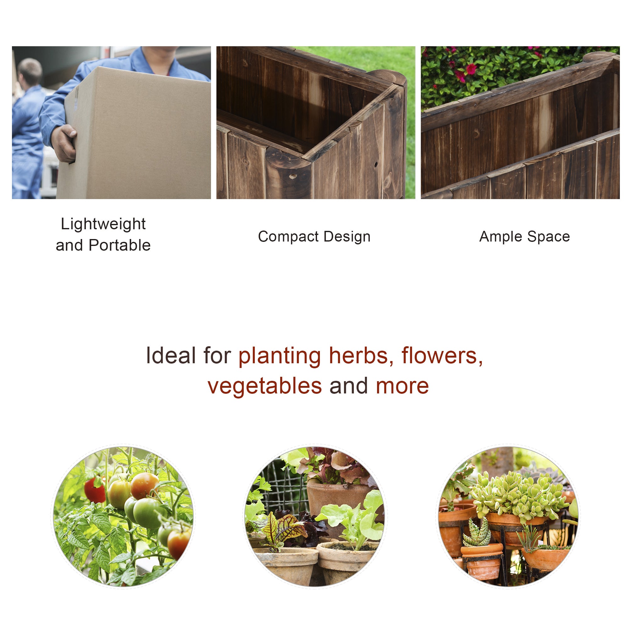 Outsunny Wooden Raised Garden Bed, 120 x 50 x 45cm Elevated Planter Box, Outdoor Flower Bed with Drainage Gaps, Easy Assembly 